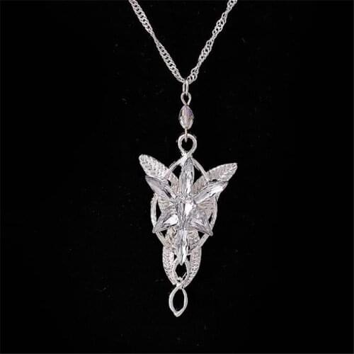 5.3*2.8cm pendant new trendy fashion spirit princess crystal necklaces for women cosplay jewelry gifts party silver color fj154