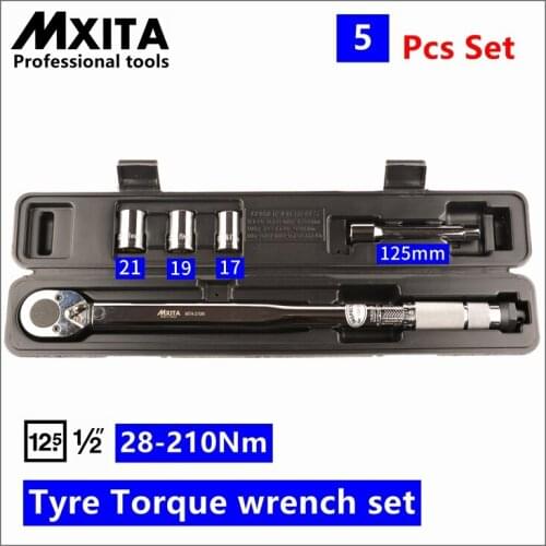 MXITA 5Pcs kit Spanner tyre whorl torque wrench Set Car repair tool 1/2 28-210NM hand tool set