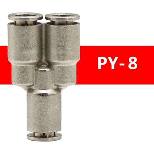 8mm Air Pneumatic All metal quick Y Shaped Plastic Pipe Fitting 3 Way Tee Quick Joint Push in Fittings PY-8