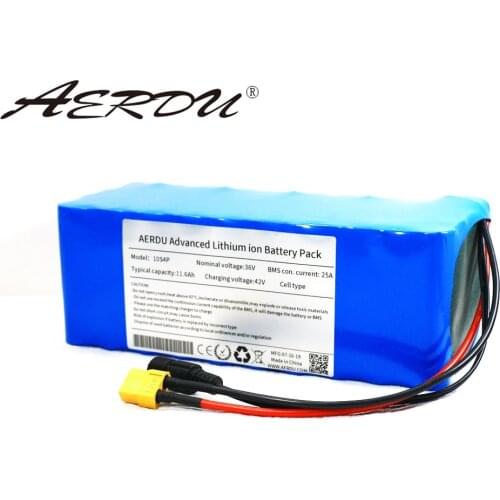 AERDU 36V 10S4P 11.6Ah 12ah lithium battery pack For 750W 600W 500W 450W 350w 250W 37V ebike electric car bicycle motor scooter