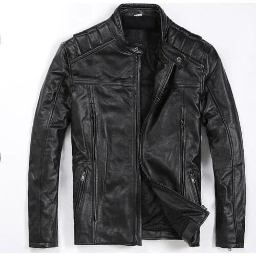 Free shipping.Brand new mens cowhide coat,man genuine leather Jacket,fashion slim cool motor biker jackets.quality.plus size