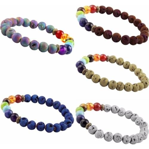 SUNYIK Titanium Coated Crystal Druzy Geode Stone Bracelet,7 Chakra Healing,Balancing Reiki,Yoga Jewelry