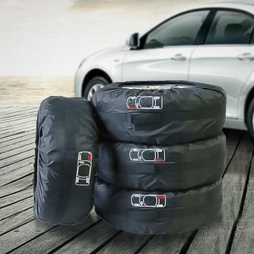 4Pcs Spare Tire Cover Case Polyester Winter and Summer Car Tires Storage Bag Automobile Tyre Accessories Vehicle Wheel Protector