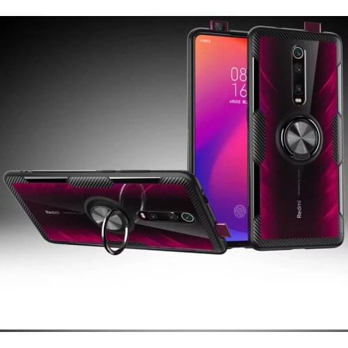 For Xiaomi Redmi K20 Pro Case Hard With Ring Stand Magnet Transparent Protective Back Cover case for xiaomi redmi k20 k20pro