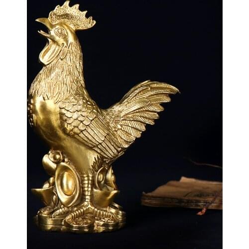Pure Copper Feng Shui Money Chicken Decoration Lucky Home Decoration Crafts Lucky Gift Rooster Zodiac Statue Fortune