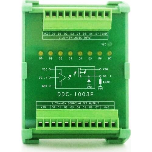 Discrete Output Module 8-point 5-40 VDC Sourcing PLC Output +3V to +5V Logic Input Arduino Raspberry Pi Compatible