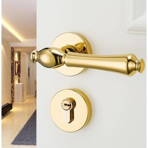 American-style door locks Interior bedroom door handle lock handle pure copper core lock gold magnetic door locks door locks