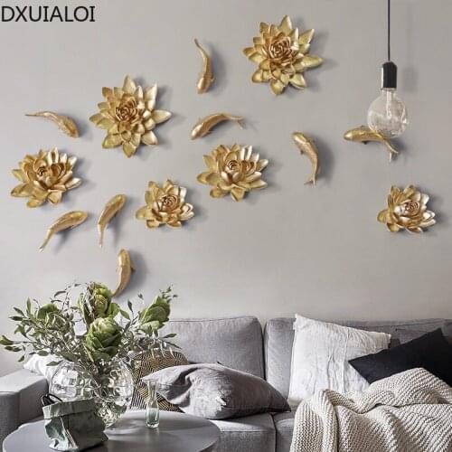 European creative three-dimensional flower wall decoration resin crafts living room TV background wall hanging decoration