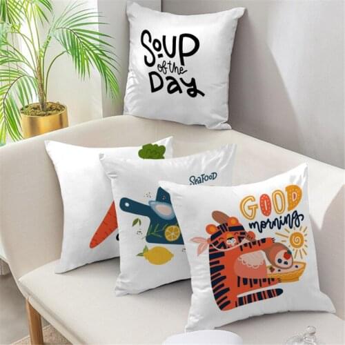 Fuwatacchi Soup Letter Print Cushion Cover Artwords Print Decorative Throw Pillows Cover for Sofa Home Decor Pillowcases 45*45cm