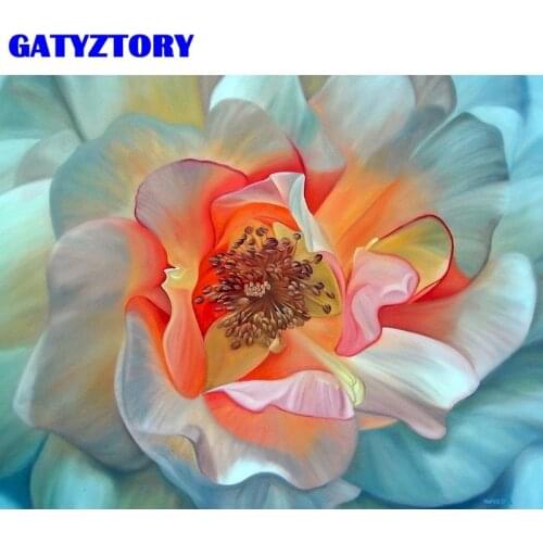 GATYZTORY White Flower Paint By Numbers Kits Handmade 40x50 Frame Unique Gift For Adults Acrylic Oil Painting Drawing Arts Canva