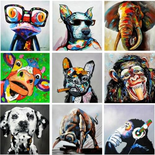 Graffiti Art Animals Dog Cow Canvas Painting Cuadros Street Art Posters and Prints Nordic Wall Art Pictures for Home Decor
