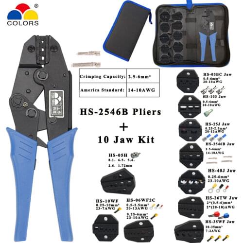HS-2546B/HS-03B crimping pliers wire stripper multifunction tools kit jaw for insulation non-insulation tube pulg Pliers tools