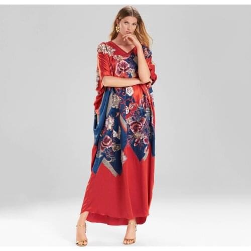 Printed Kaftan Beach Tunic Floral Beach Cover up Saida de Praia Swimsuit Women Bikini cover up Pareo Sarong Beachwear #Q1026