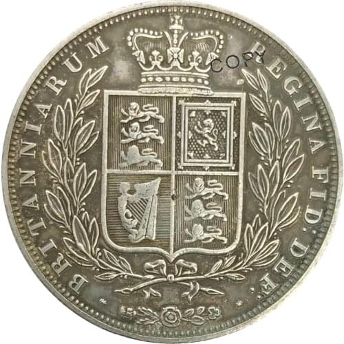1862 United Kingdom 1/2 Crown Collectibles Cupronickel Plated Silver Copy Coin