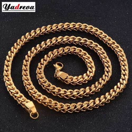 Mens Stainless Steel High-Quality Golden Necklace Hot Selling Jewelry