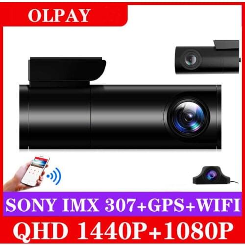 New Mini WiFI Car Dash Cam front Cam 1440P Car DVR Dual Cameras GPS Tracker Night Vision Video Recorder Rotatable Lens dash cam