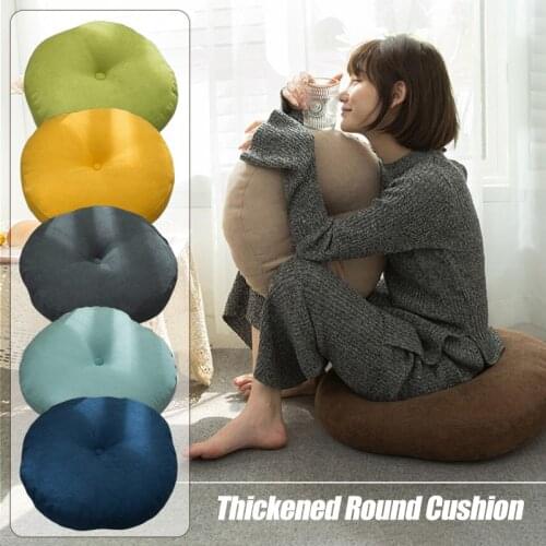 Pure Color Sky Blue Thickened Round Pillow Home Decoration Sofa Cushion Modern Big Pillow Living Room Backrest Mat