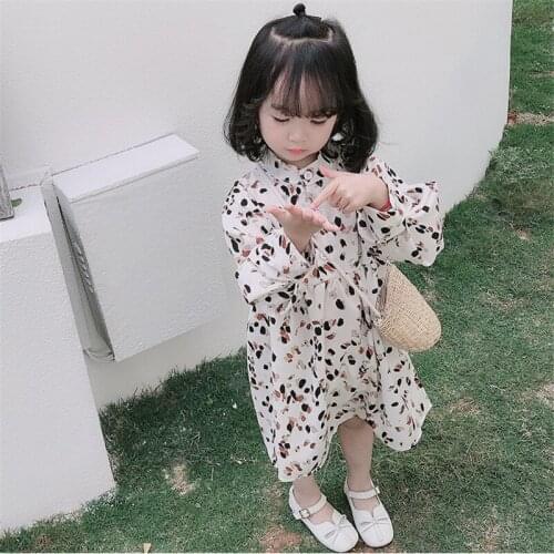 Girls Print Dress Autumn New Style Childrens Floral Long-Sleeve Casual Bohemian Japanese Princess Dresses WTA32