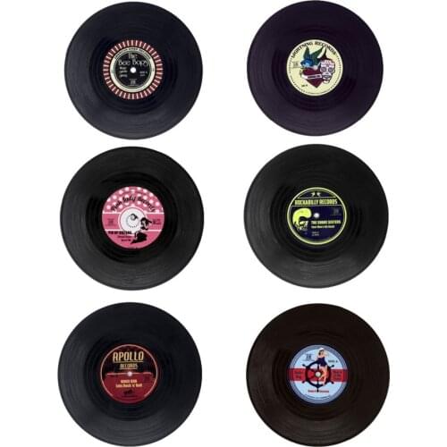6PCS/SET Drink Coasters Table Cup Mat Home Decor CD Record Coffee Drink Cup Placemat Tableware Gadgets