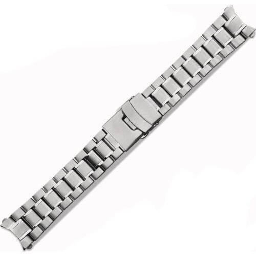 18mm 20mm 22mm 24mm Silver Black Stainless Steel Watchband Curved Interface Butterfly Watch Strap for Tissot Anima Citizen Seiko