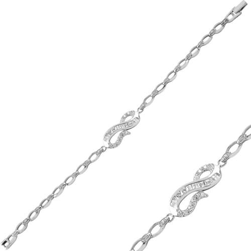 Silver 925 Sterling Baget Zircon Cubic Zirconia Bracelet