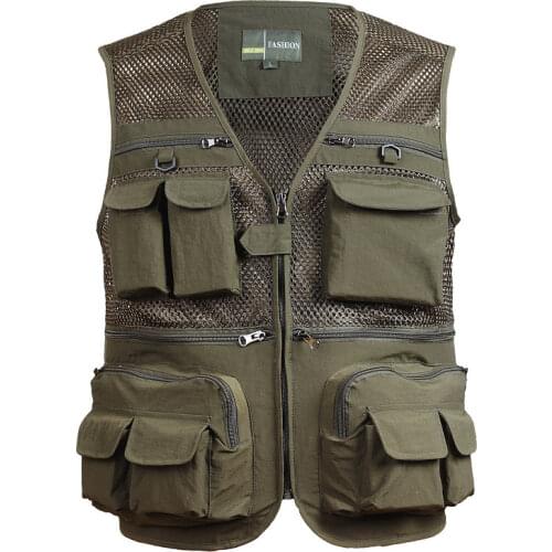 Multi-Pocket Fishing Vests Spring Summer Outdoor Sports Quick Dry Breathable Mesh Jackets Men Photography Nylon Hiking Vests