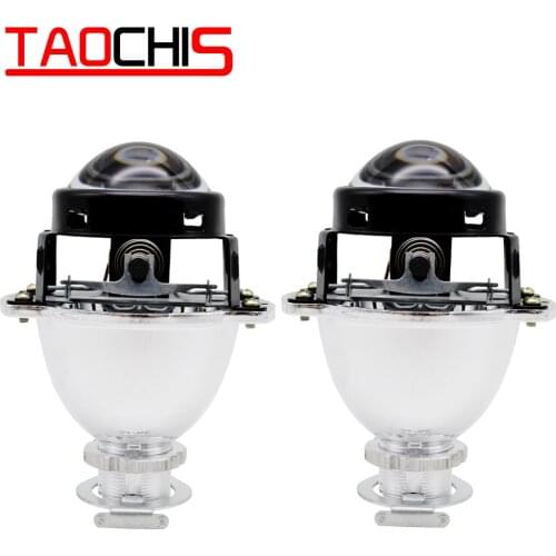 TAOCHIS LHD 1.8 inches Universal HID Mini Bi-xenon Projector Lens H1 H4 H7 with Shroud Head lights H1 Xenon Bulb 9005 9006
