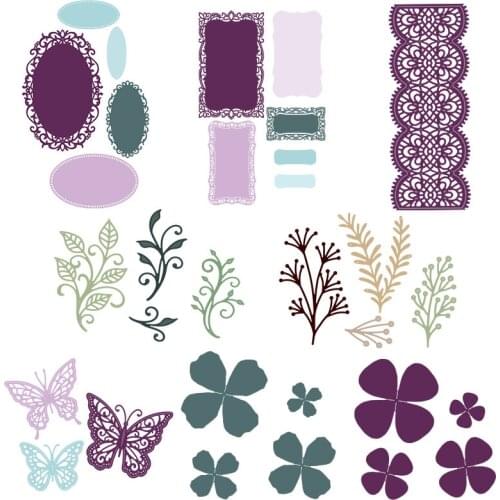 Vintage Lace Vines Butterflies Rose Rectangle Ellipse Frames Metal Cutting Dies for DIY Scrapbooking Cards Craft Making New 2019