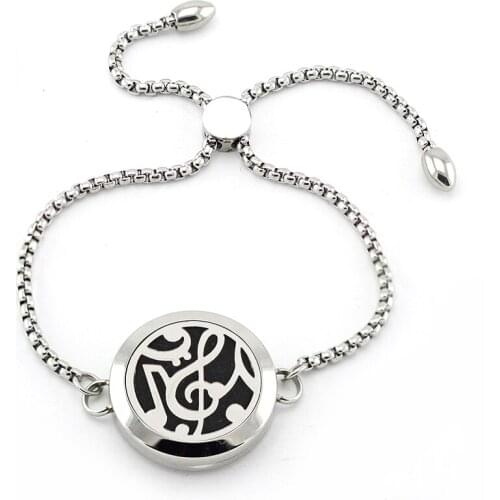 Top Quanlity 25mm 316L Stainless Steel Adjustable Silver Magnetic Aromatherapy Diffuser Bracelet Chain Locket Bracelet