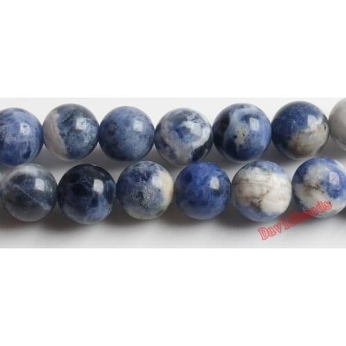 Factory Price Natural Stone New Blue veins Sodalite Round Loose Beads 16" Strand 4 6 8 10 12MM Pick Size For Jewelry Making