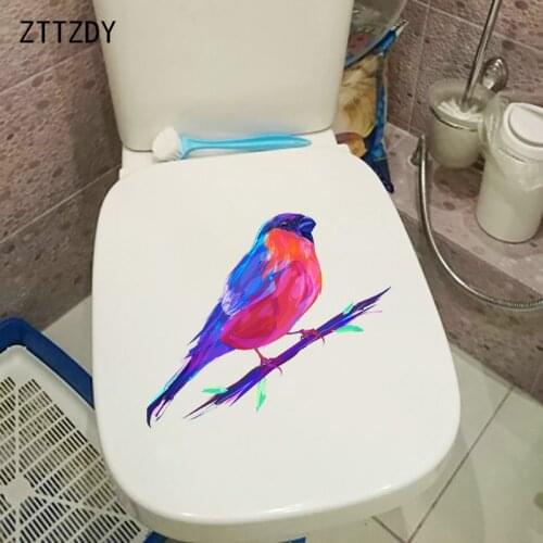 ZTTZDY 25.4×18.9CM Painted Bird On Branch Funny WC Toilet Stickers Home Kids Room Wall Decoration T2-1103