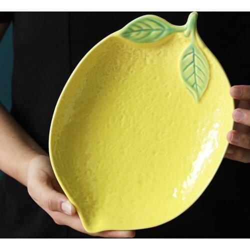 10 PCS Lemon shaped plate ceramic dish rice bowl cute bowl household tableware personalized creative breakfast dinner plates