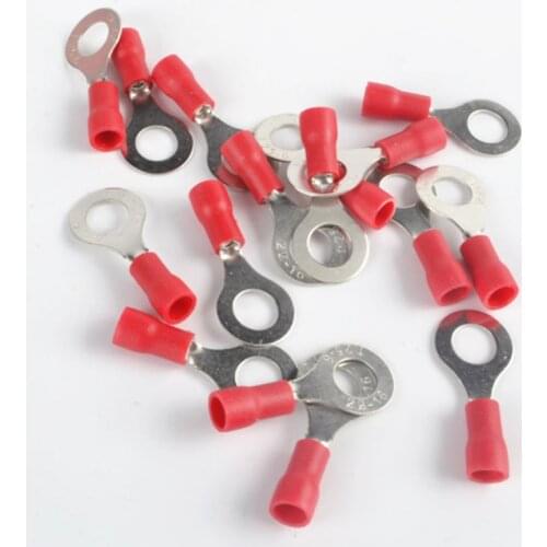 100PCS/SET RV1.25-6 RV1.25-8 RV1.25-1 Red Ring Insulated Wire Connector Electrical Crimp Terminal Cable Wire Connector