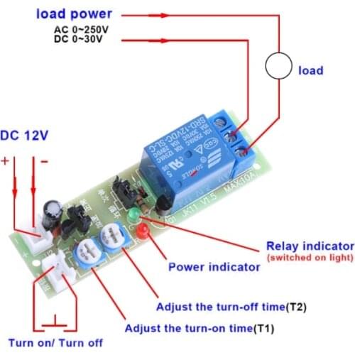 12V DC Infinite Cycle Delay Timing Timer Relay ON OFF Switch Loop Module Trigger