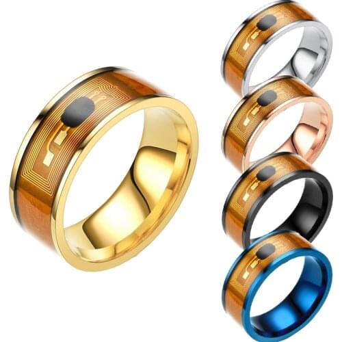 2021Fashion NFC Multifunctional Stainless Steel Waterproof Smart Digital Technology Couple Ring, For Android/iPhone Mobile Phone
