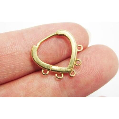Brass leverback Earring clasps 5 loops 17.5x16mm heart-shaped raw brass ear hooks R1046