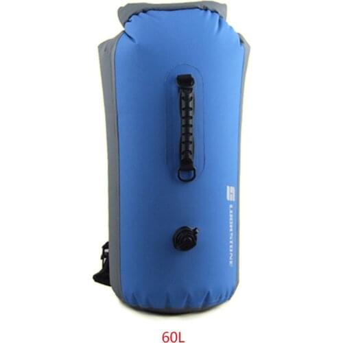 60L Waterproof Dry Bag Inflatable Boating Rafting Swimming Camping Water Sports Hiking Backpack