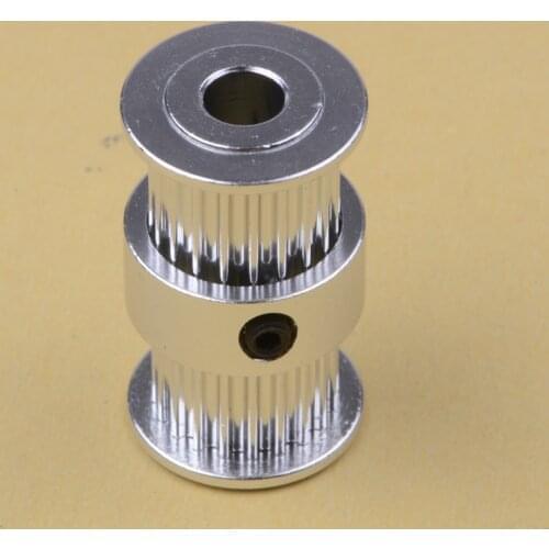 High quality GT2 double head timing pulley aluminum 20 tooth bore 5mm 6.35mm 8mm for 6mm timing belt 3D printer parts