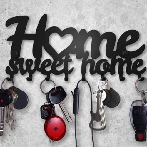 Key Holder for Wall Mount Sweet Home 8-Hook Rack Decor Metal Hanger for Front Door Kitchen Store House Vehicle Keys