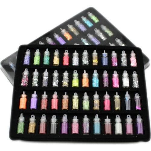 24 Bottle UV Resin Mix Powder Strip Beads Clay Polymer Fruit Nail Alloy Modeling Epoxy Mold DIY Filling For DIY Jewelry