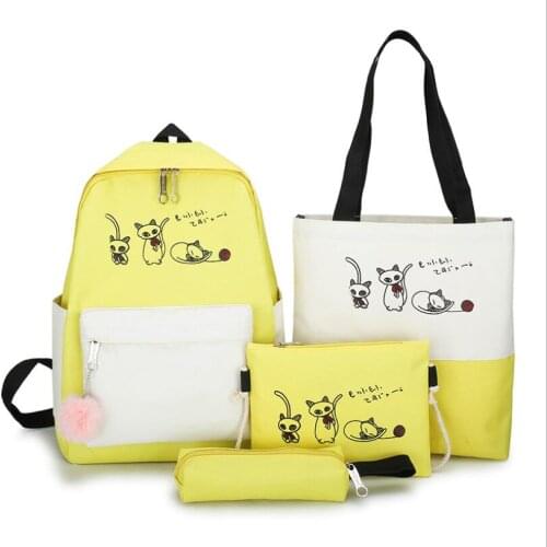 School bag Student Backpacks for Girls Teenagers Female Bagpack Cute Cartoon cat Backpacks Canvas Satchel knapsack
