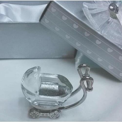 Crystal Baby Carriage Baby Shower Wedding Souvenirs Favors Crystal Baptism Gifts For Guests LX1922