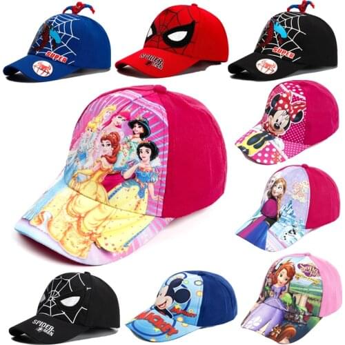 Disney Frozen Princess Kids Hat Boys Girls Peaked Caps Anime Spiderman Superheroes Kids Summer Caps Travel Caps Figure Gift Toys