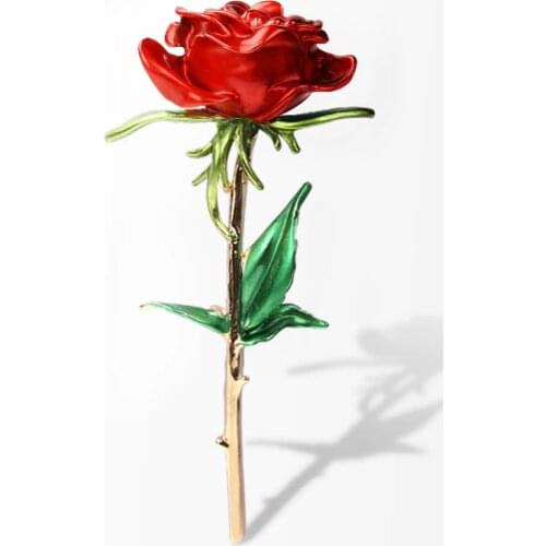 Classic enamel rose flower brooch ladies rose flower wedding banquet brooch jewelry gift 4 colors