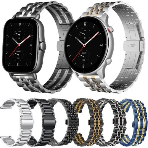Classic Metal Wrist Band For Amazfit GTR 2e / GTS 2e Strap Watchband For Amazfit Bip S / U / GTS 2 mini Stainless Steel Bracelet