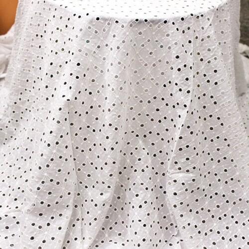 Pure Cotton Eyelet Floral Lace Fabric Hollow Out embroidery Geometry Lace fabric for DIY Boho Dress Beach Dress, Summer Dress