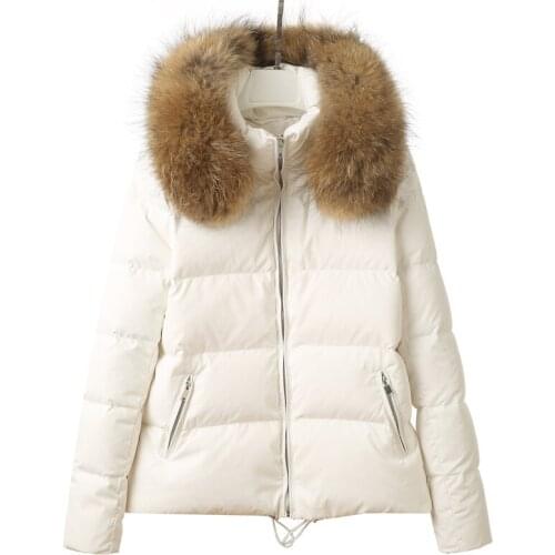 Qaulity High Natural Racoon fur Duck Down Jacket Women Winter Short Coats Plus Size 2XL Abrigos Mujer Outwear LX227799