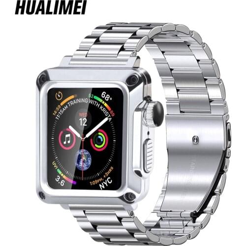 Metal Strap+Case for Apple Watch 44mm 40mm 42mm 38mm Screen Protector Bumper Cover Stainless Steel Band for iwatch Accessories