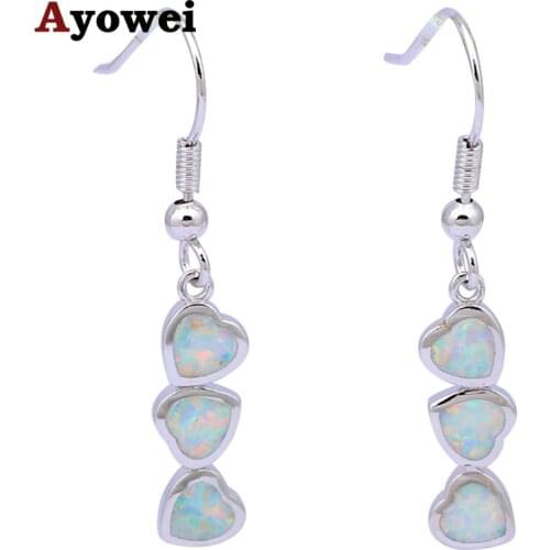 Trendy Style Heart Shape Design Wholesale & Retail New Blue Fire Opal Silver Stamped Drop Earrings Fashion Jewelry OES542A