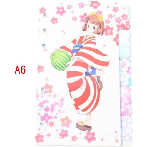 Cute cartoon Japanese girl series student index papers set,candy 6 holes dividers for organizing personal planner notebooks A5A6